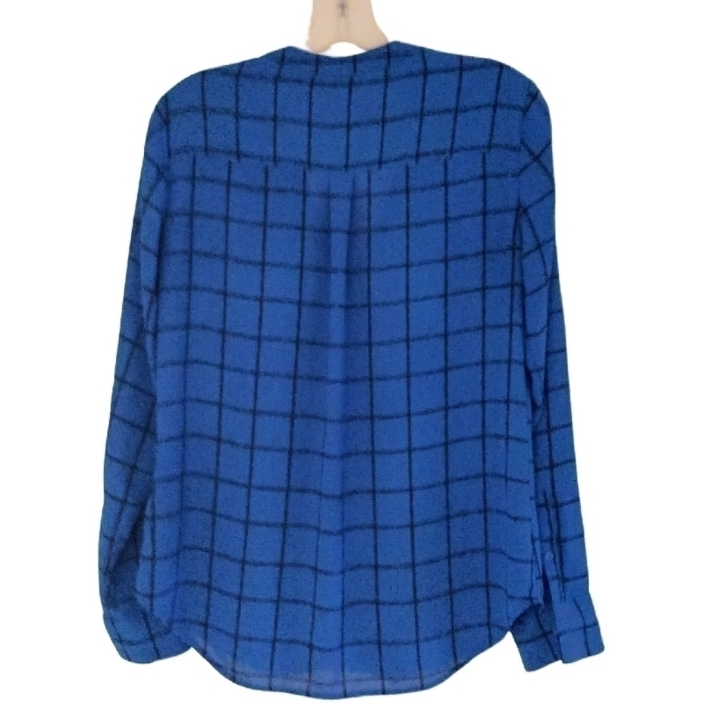 EUC-Express Black and Blue Striped Squared Blouse - Picture 2 of 2